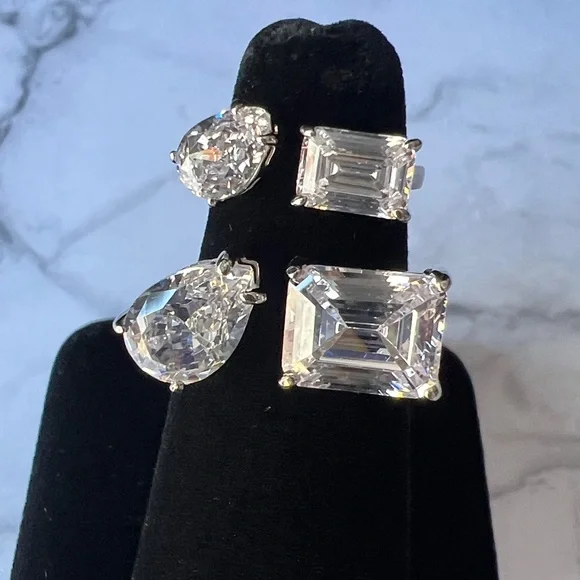 Mother & Daughter Waterdrop Shaped Moissanite Adjustable Rings - Picture 2 of 7